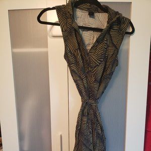 Anne Taylor Factory Leaf Print Button Up Dress